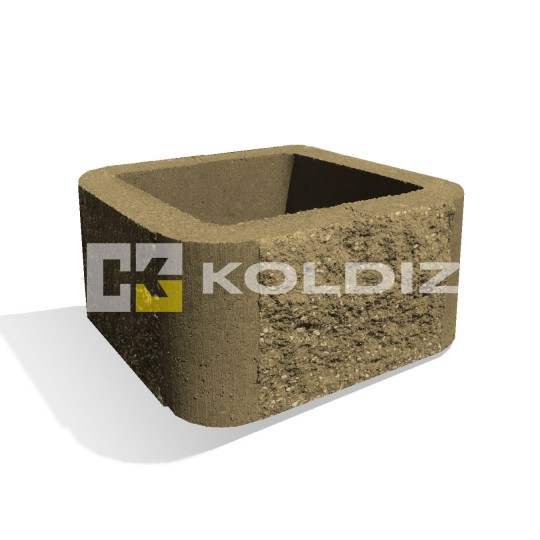Блок бетонный столбовой "Колотая фактура" 390х390х190 - Хаки