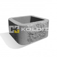 Блок бетонный столбовой "Колотая фактура" 390х390х190 - Серый