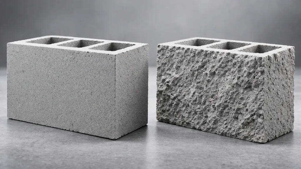 Стеновые блоки с гладкой и колотой фактурой