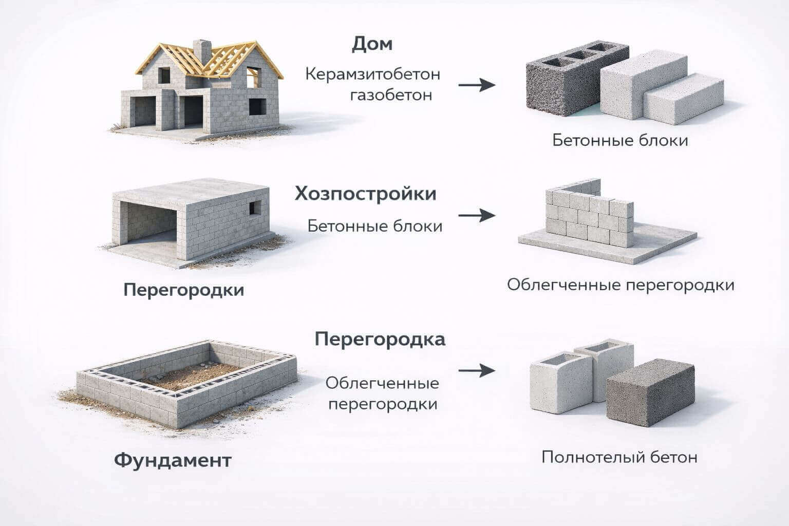 Виды стеновых блоков под строительство